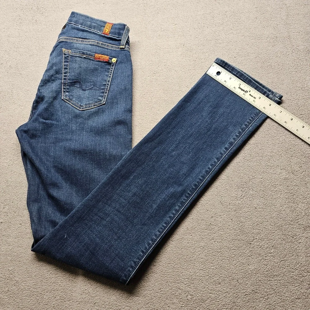 7 For All Mankind Kimmie Straight Leg Jeans Womens 29 Blue b(air) Denim Stretch